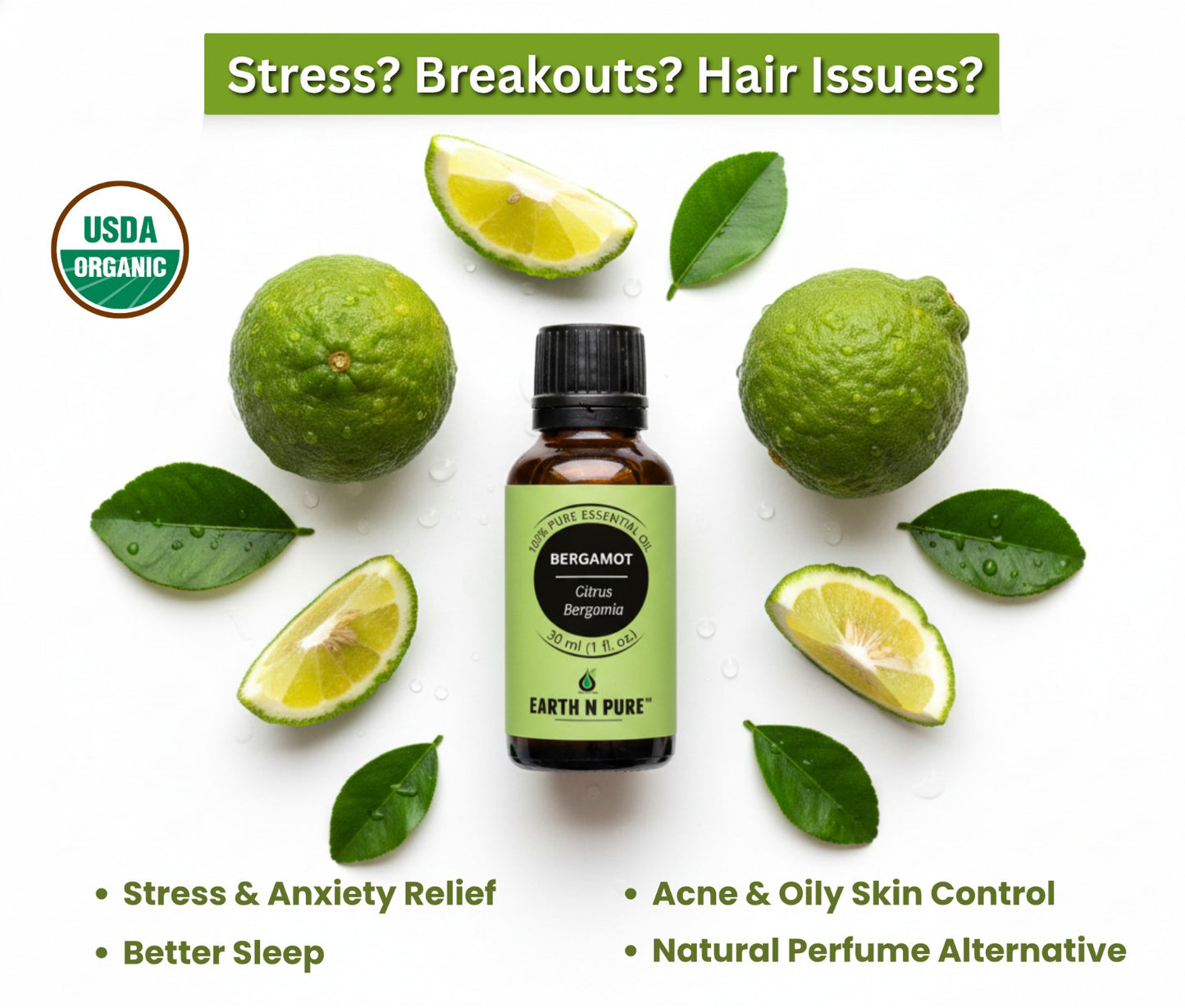 Earth n Pure Bergamot Oil for Aromatherapy Relaxation