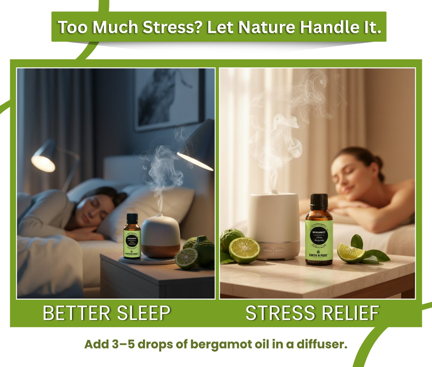 Earth n Pure Bergamot Oil for Aromatherapy Relaxation