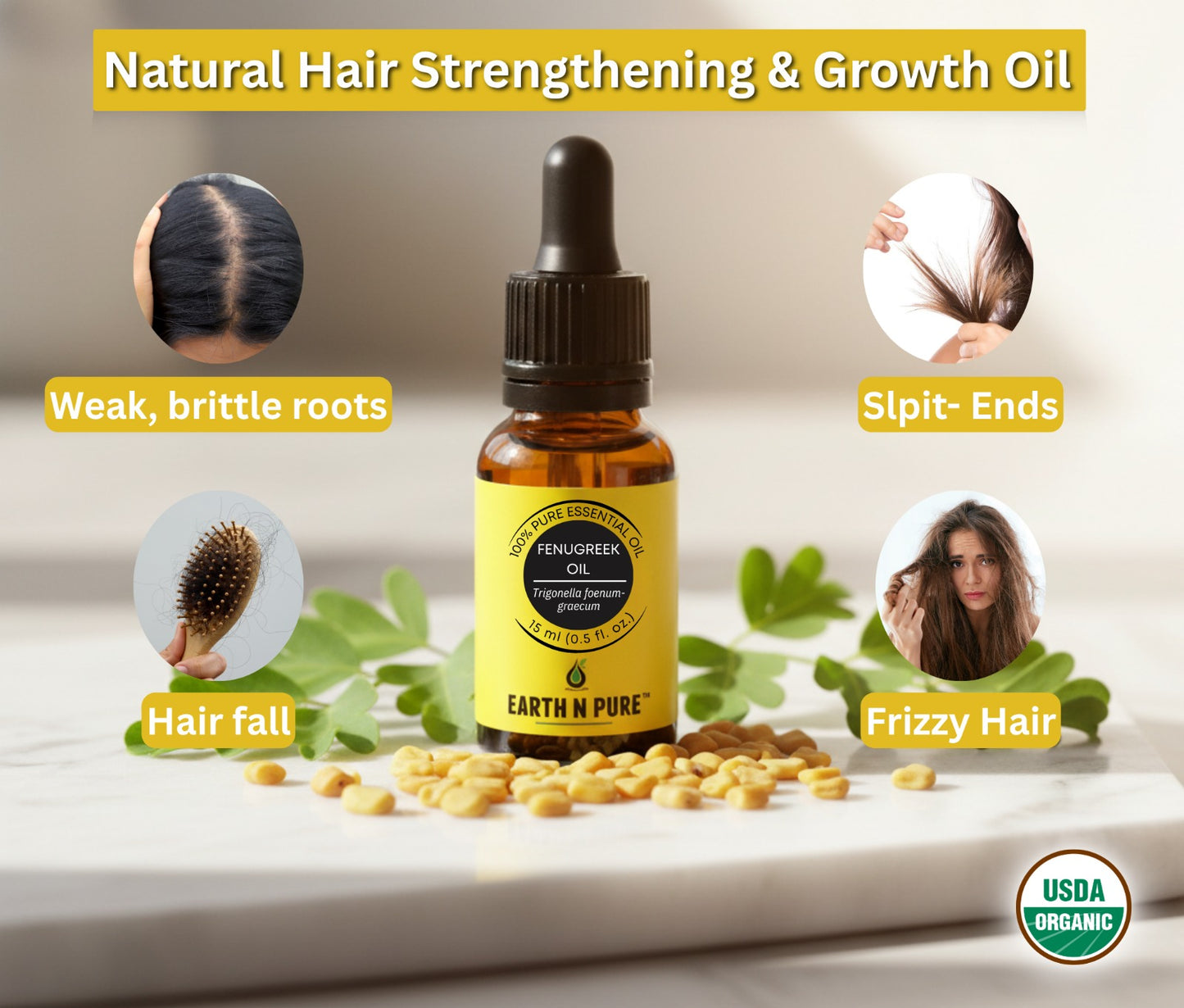 Earth n Pure Fenugreek Oil Pack of 2 for Hair Growth