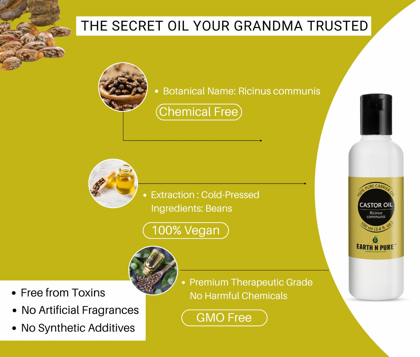 Earth n Pure Castor Oil for Hair Growth & Scalp Care