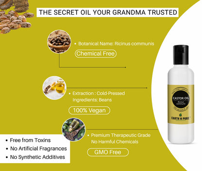Earth n Pure Castor Oil for Hair Growth & Scalp Care