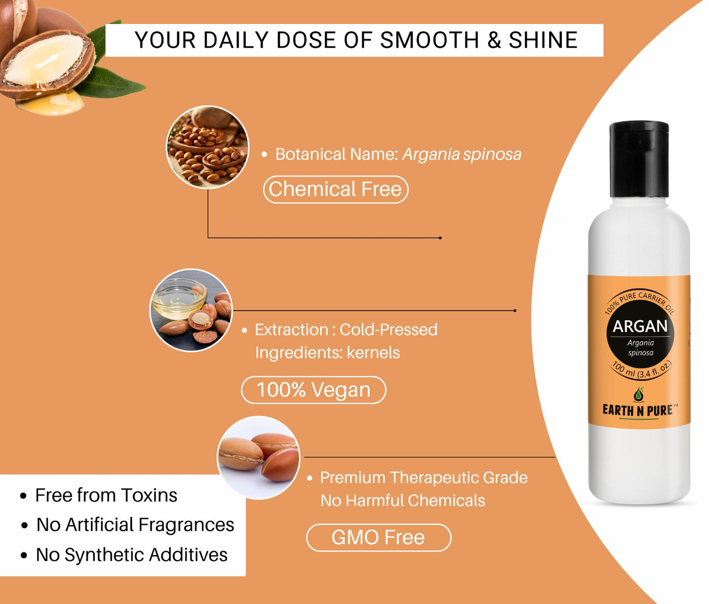Earth n Pure Argan Oil for Hair & Skin Nourishment