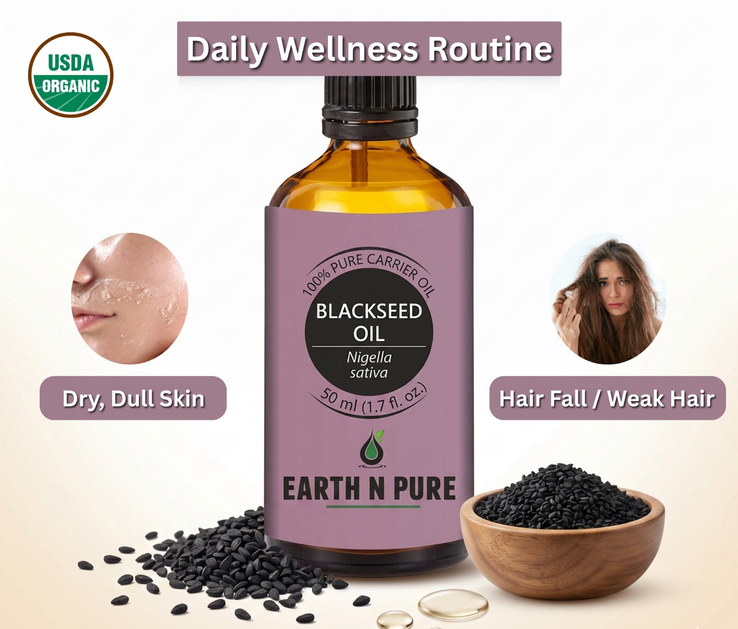 Earth n Pure Blackseed Oil for Hair Growth & Scalp Care