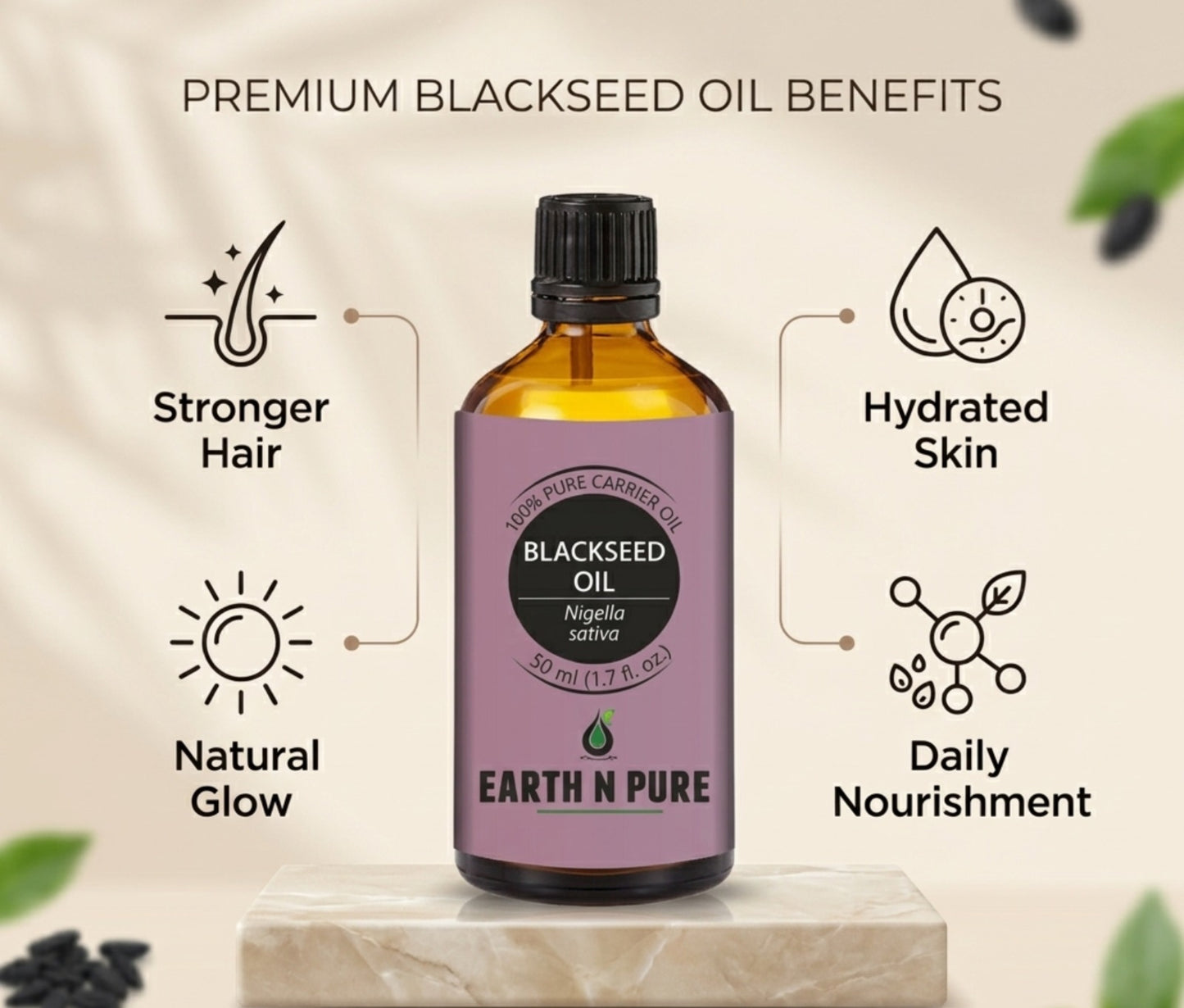 Earth n Pure Blackseed Oil for Hair Growth & Scalp Care