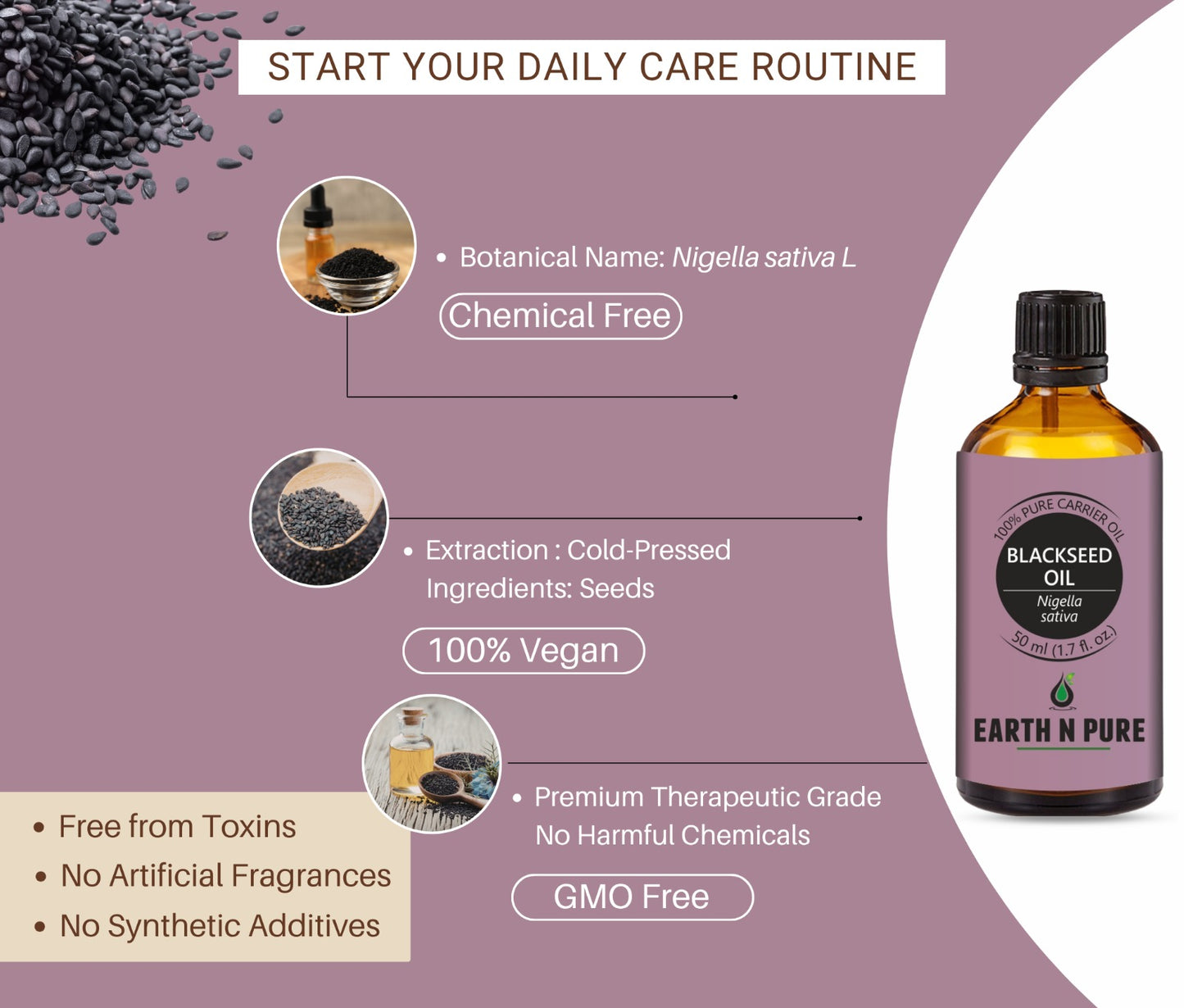 Earth n Pure Blackseed Oil for Hair Growth & Scalp Care