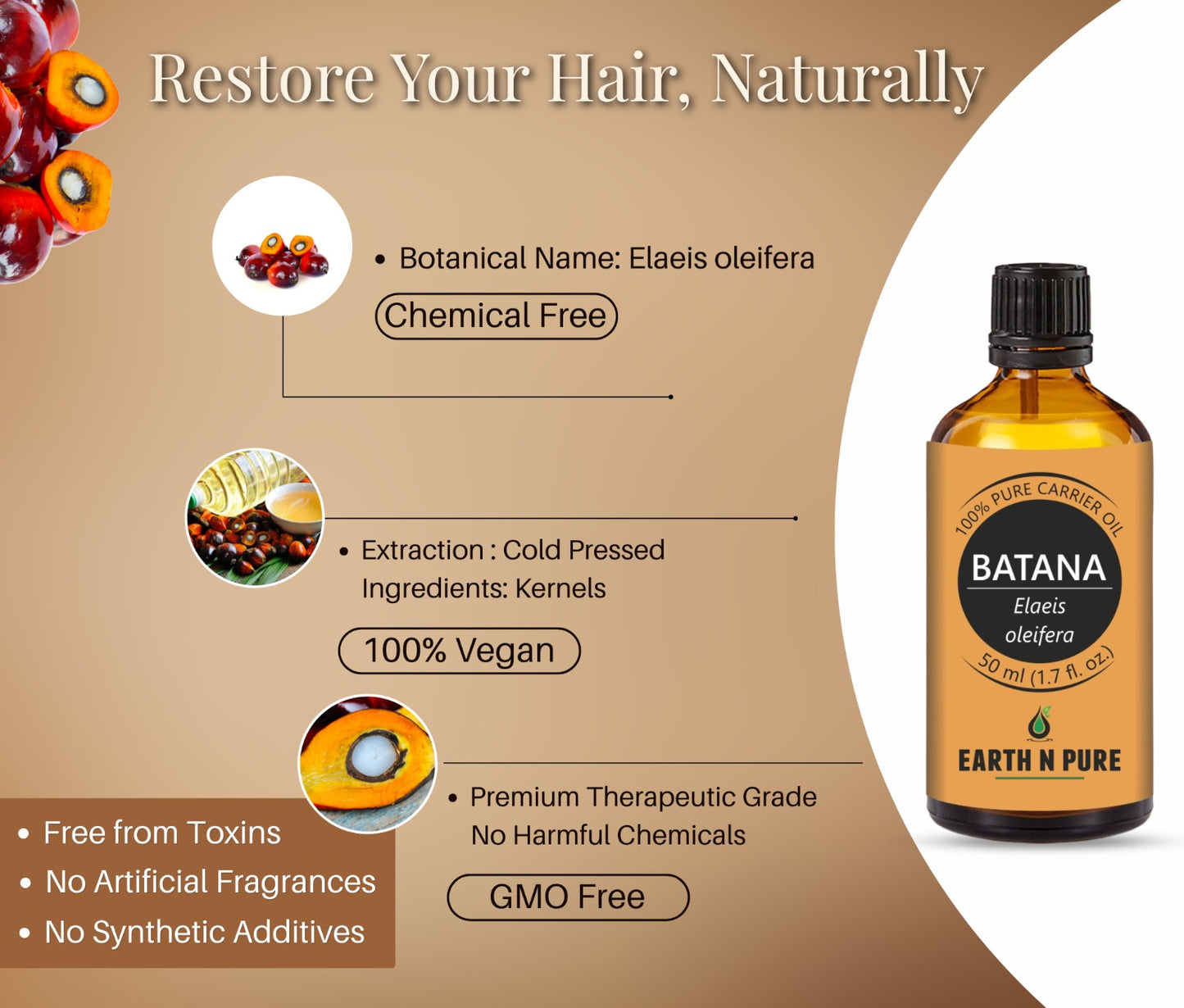 Earth n Pure Batana Oil for Stronger Hair Growth