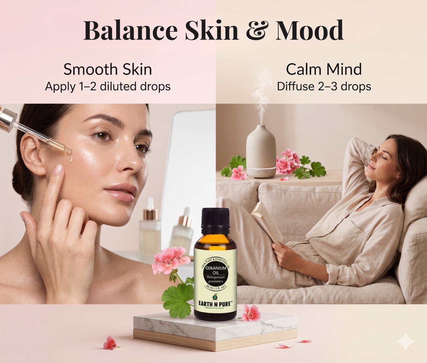 Earth n Pure Geranium Oil for Healthy Skin Glow