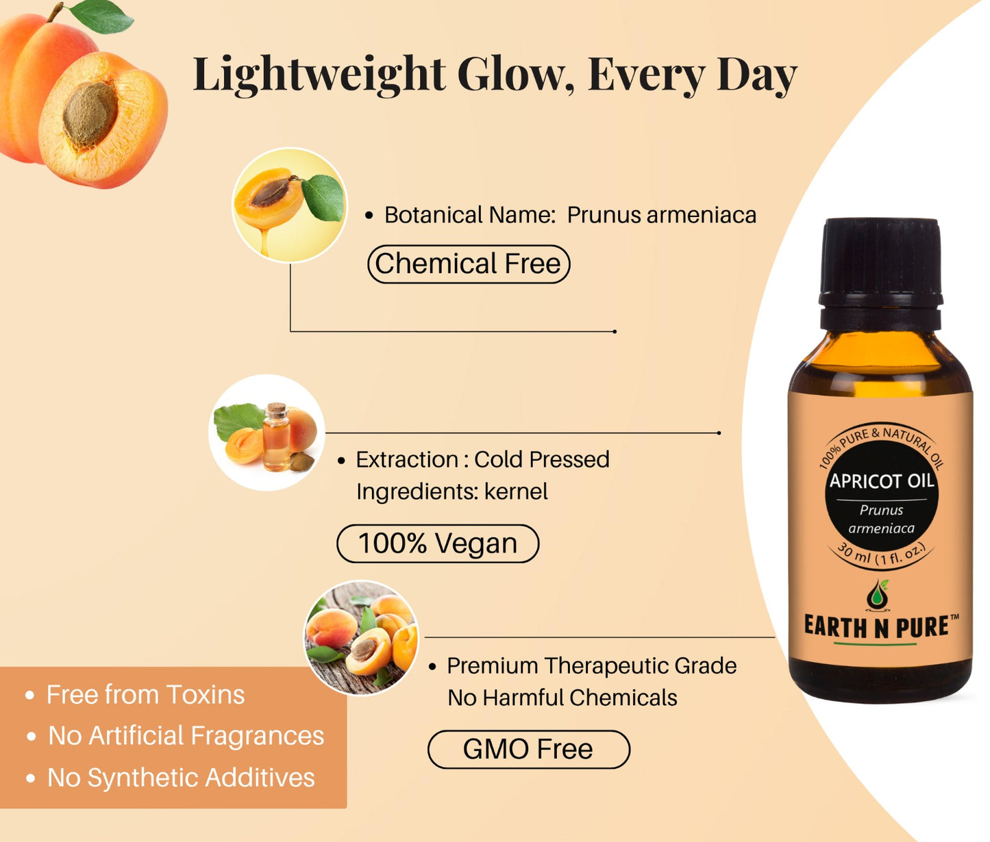 Earth n Pure Apricot Oil for Soft and Nourished Skin