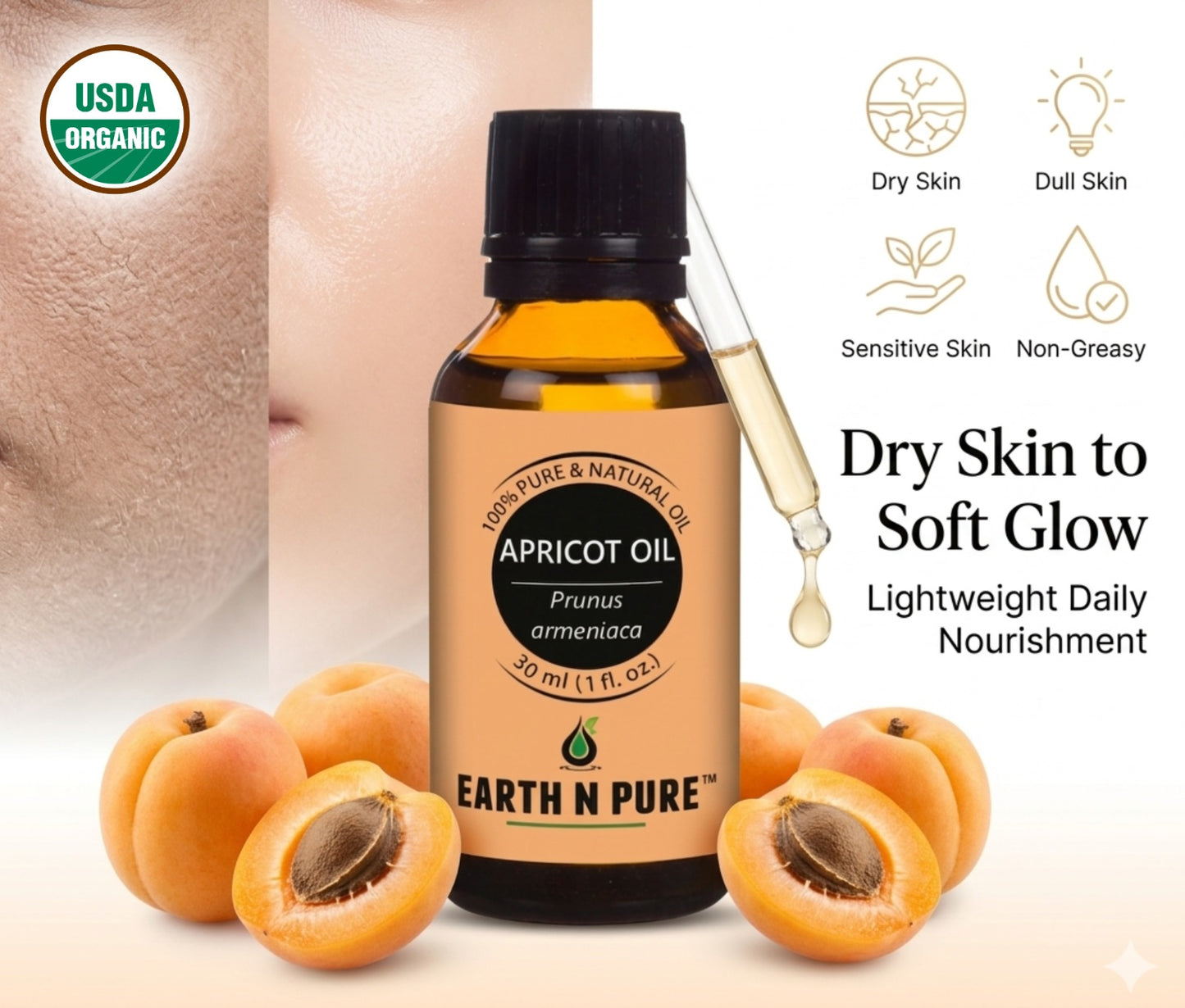 Earth n Pure Apricot Oil for Soft and Nourished Skin