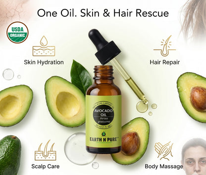 Earth n Pure Avocado Oil for Deep Skin and Hair Nourishment