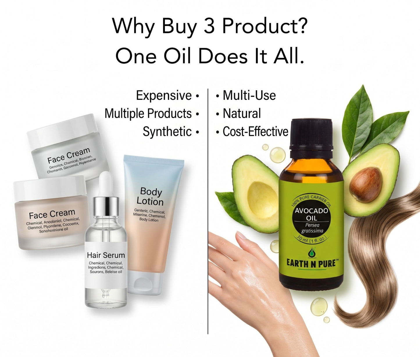 Earth n Pure Avocado Oil for Deep Skin and Hair Nourishment