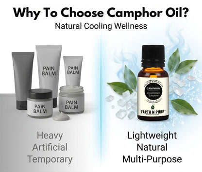 Earth N Pure Camphor Oil for Aromatherapy and Massage – Refreshing and Cooling Essential Oil