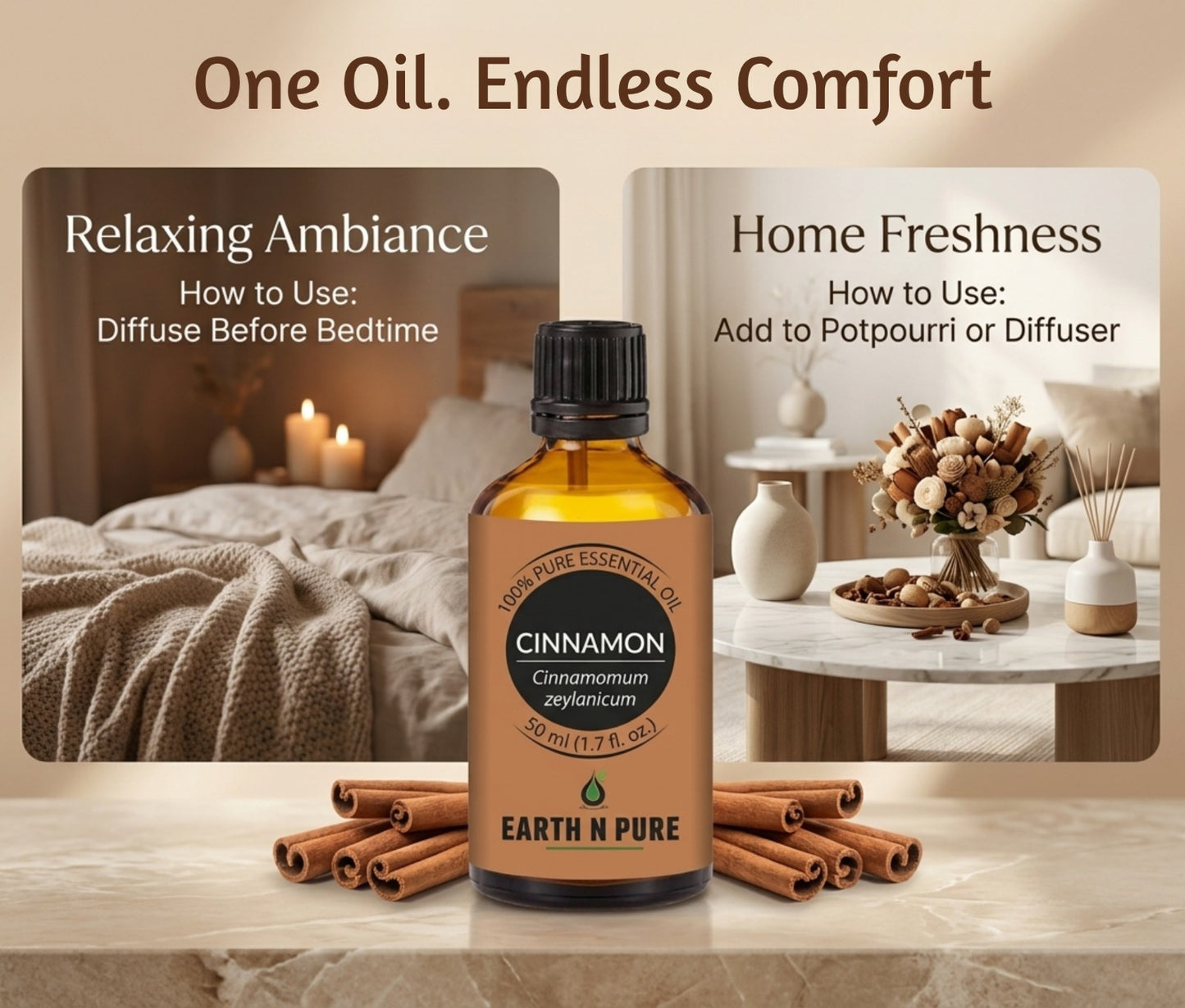 Earth n Pure Cinnamon Oil for Aromatherapy and Wellness