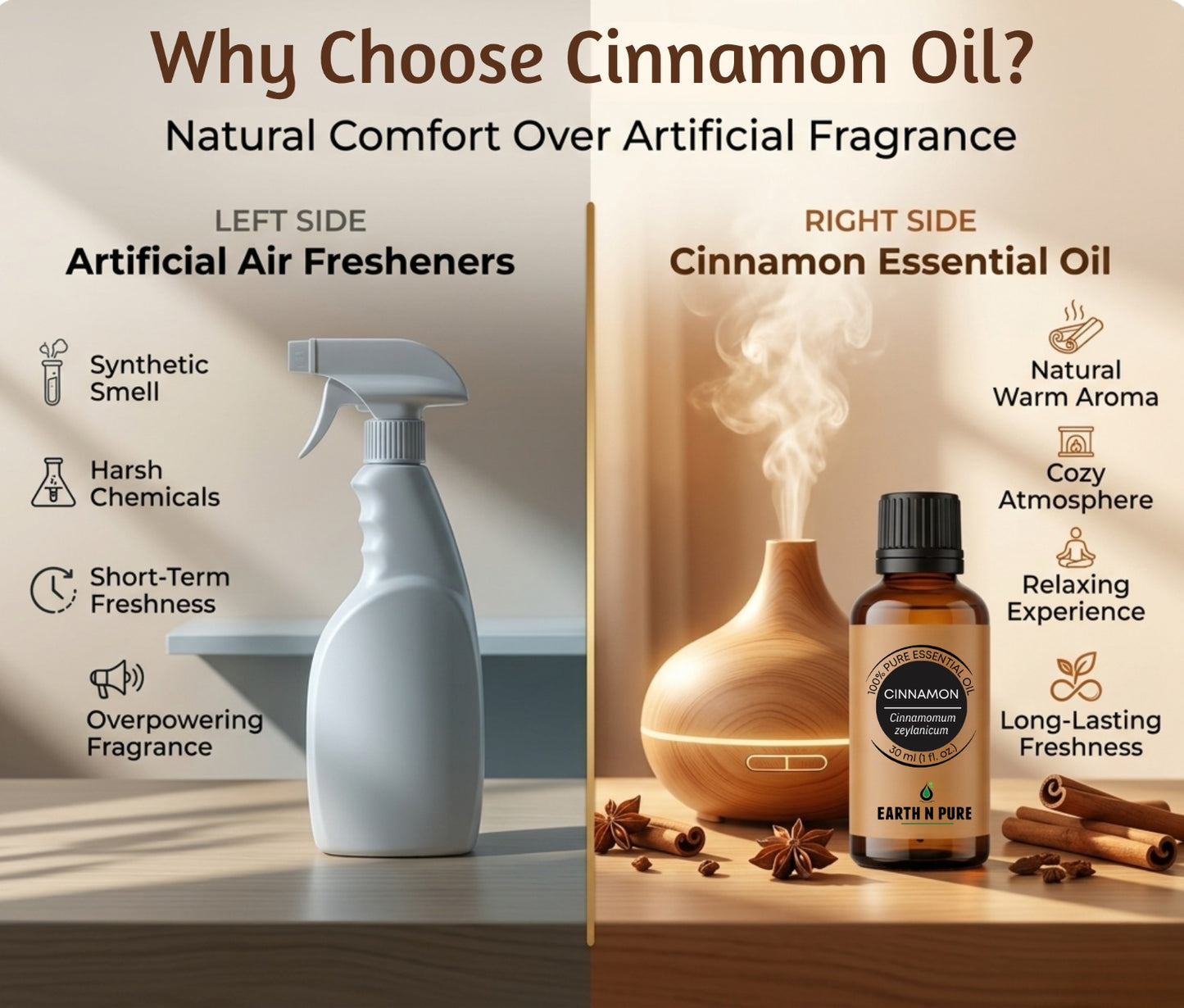 Earth n Pure Cinnamon Oil for Aromatherapy and Wellness