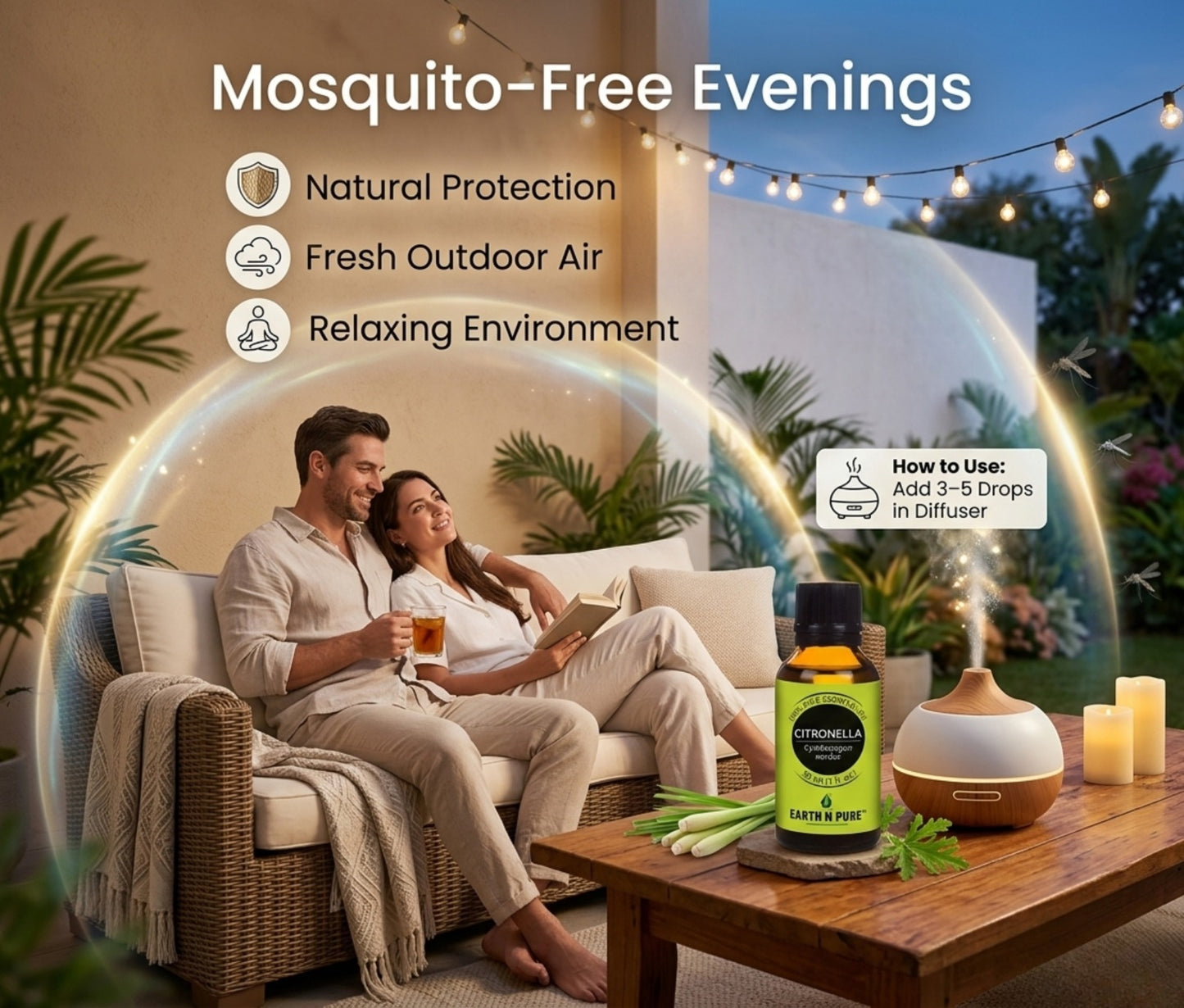 Earth n Pure Citronella Oil for Natural Outdoor Freshness