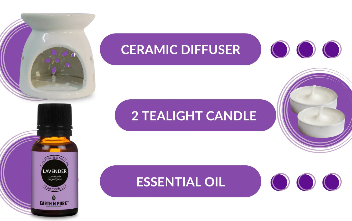 Earth N Pure 10 ml Lavender Essential Oil with Diffuser Set – Aromatherapy Relaxation & Wellness