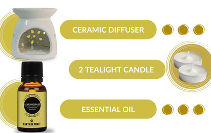 Earth N Pure 10 ml Lemongrass Essential Oil Diffuser Set – Natural Aromatherapy Oil