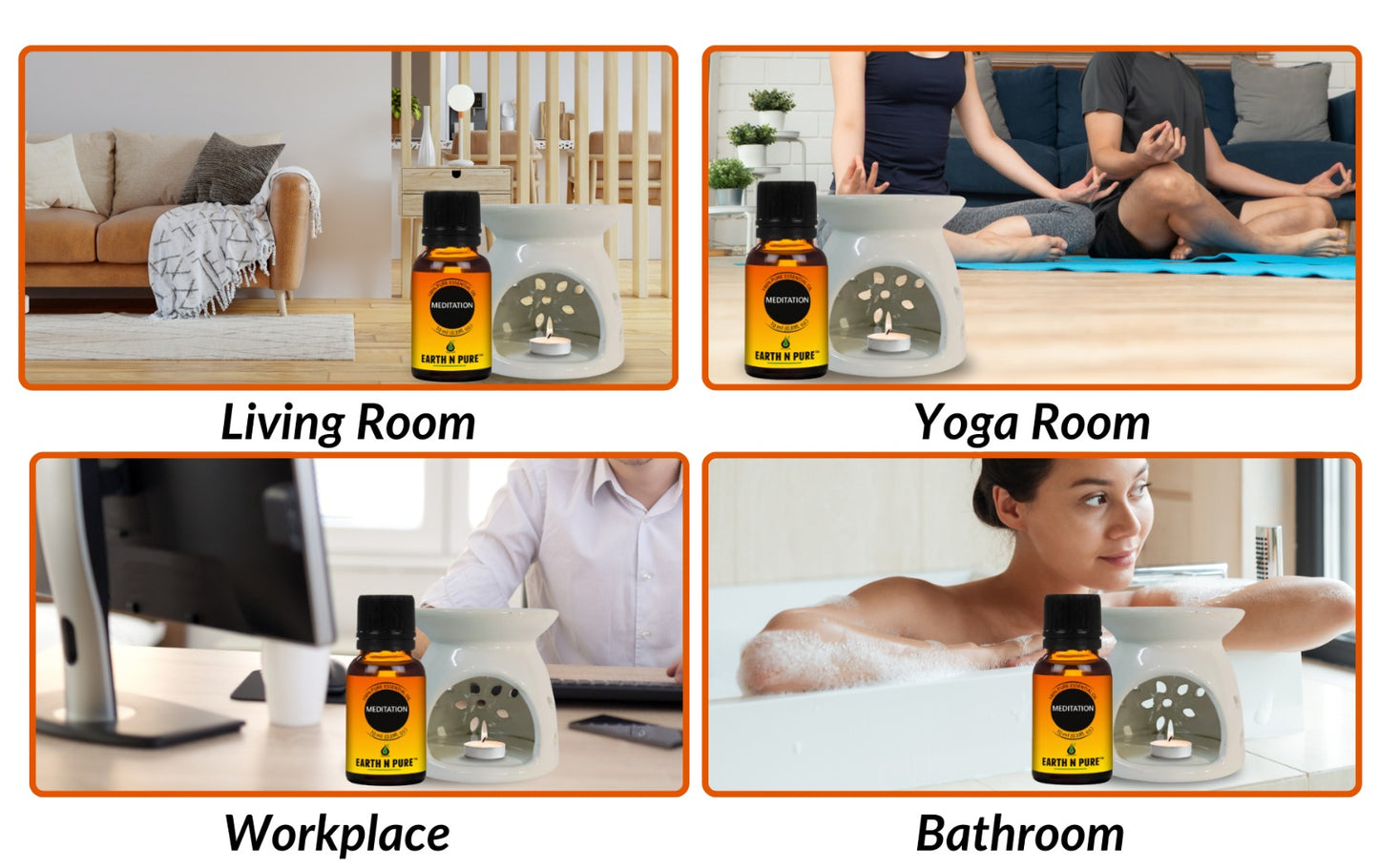 Earth N Pure 10ml Meditation Essential Oil Blend with Diffuser Set – Relax & Calm Mind