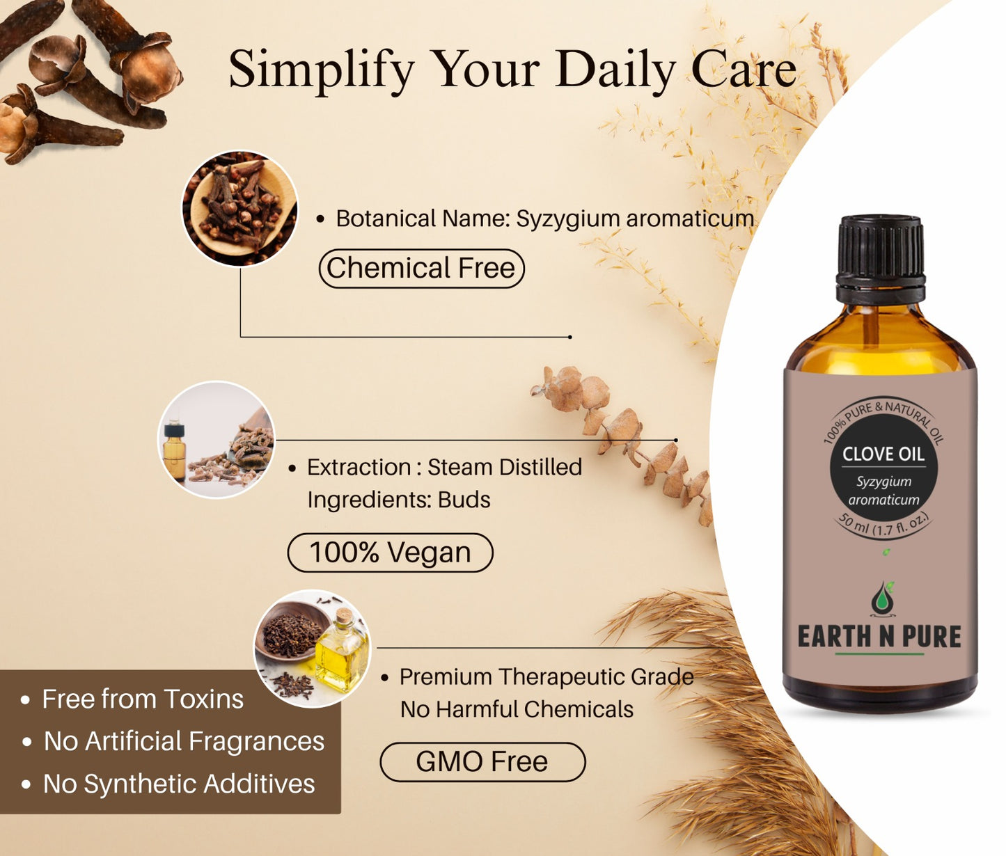 Earth N Pure Clove Essential Oil – Warm, Spicy Aroma for Aromatherapy  Daily Care