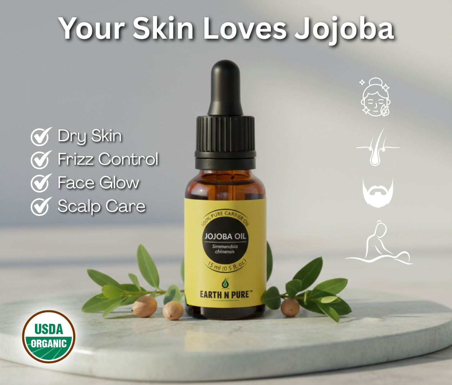 Earth n Pure Jojoba Oil for Skin and Hair Care Pack of 2