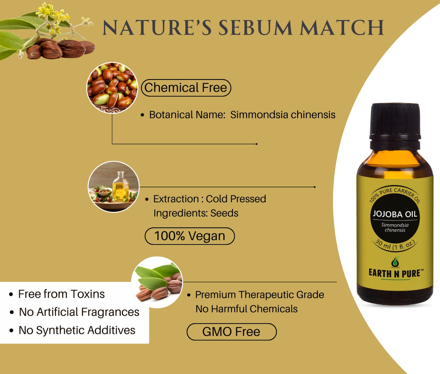 Earth n Pure Jojoba Oil for Skin and Hair Care Pack of 2