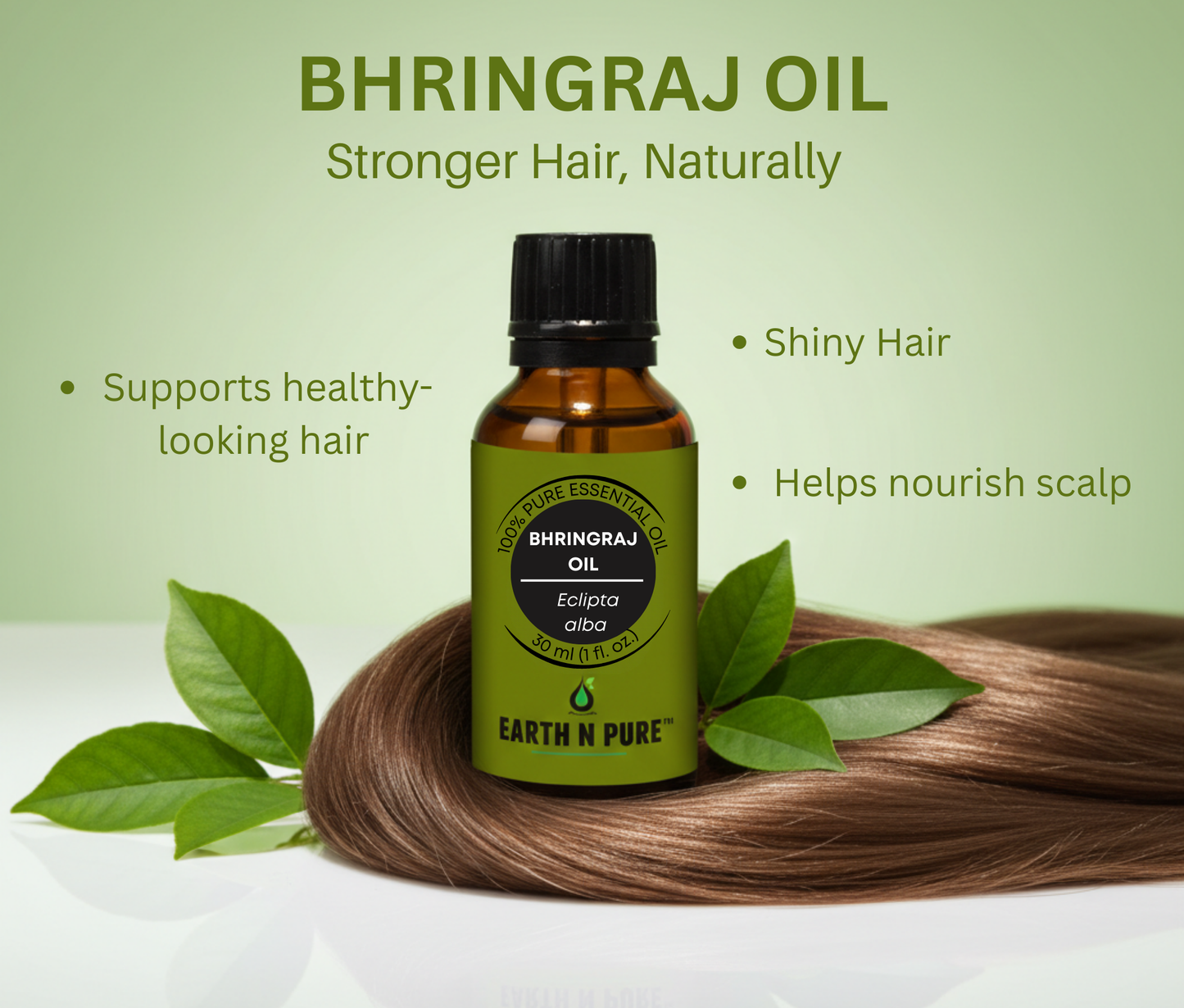  Bhringraj Oil in a natural setting, emphasizing purity and herbal care
