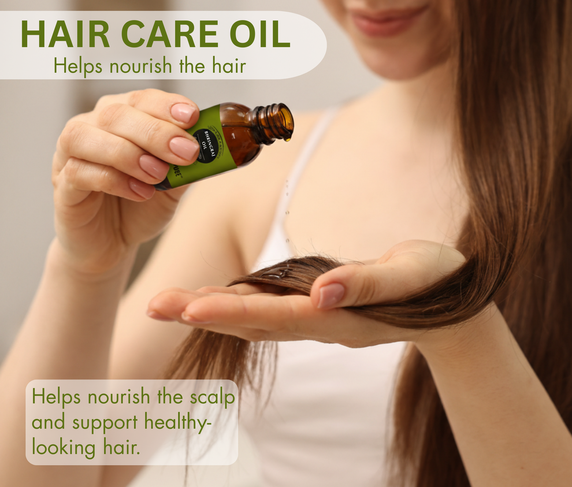 Earth n Pure Bhringraj Oil applied on hair roots for promoting hair growth naturally
