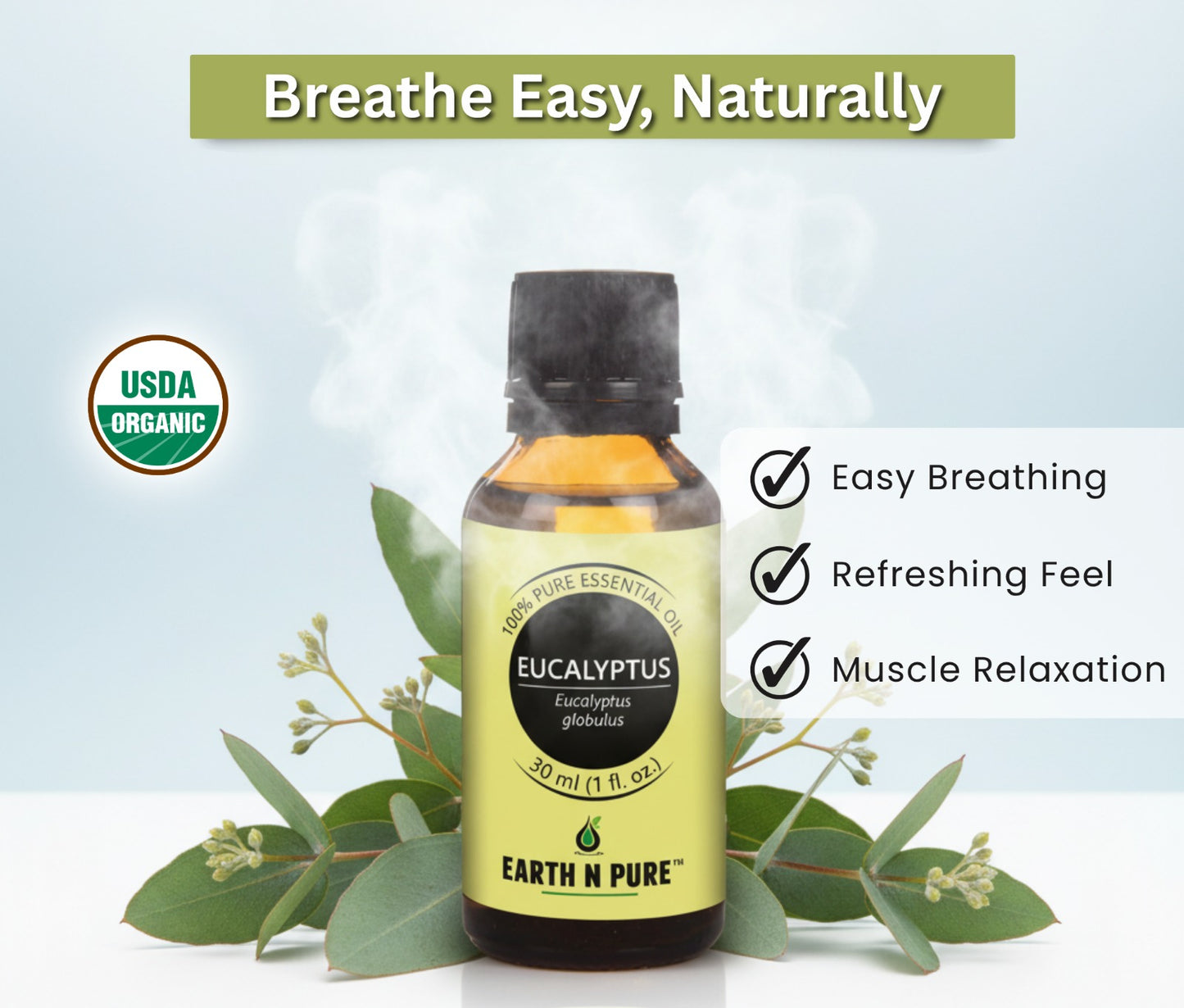 Earth n Pure Eucalyptus Oil for Cold Relief
