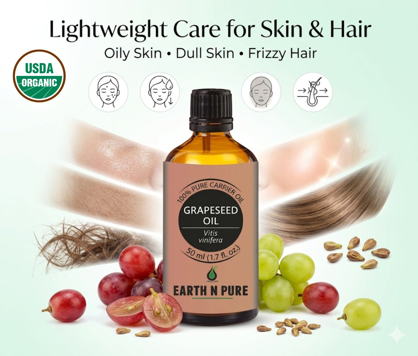Earth n Pure Grapeseed Oil for Skin and Hair Care