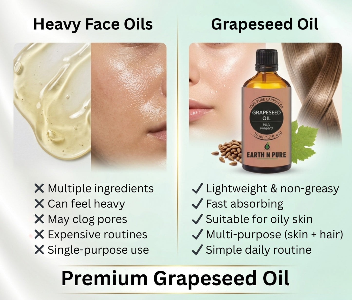 Earth n Pure Grapeseed Oil for Skin and Hair Care