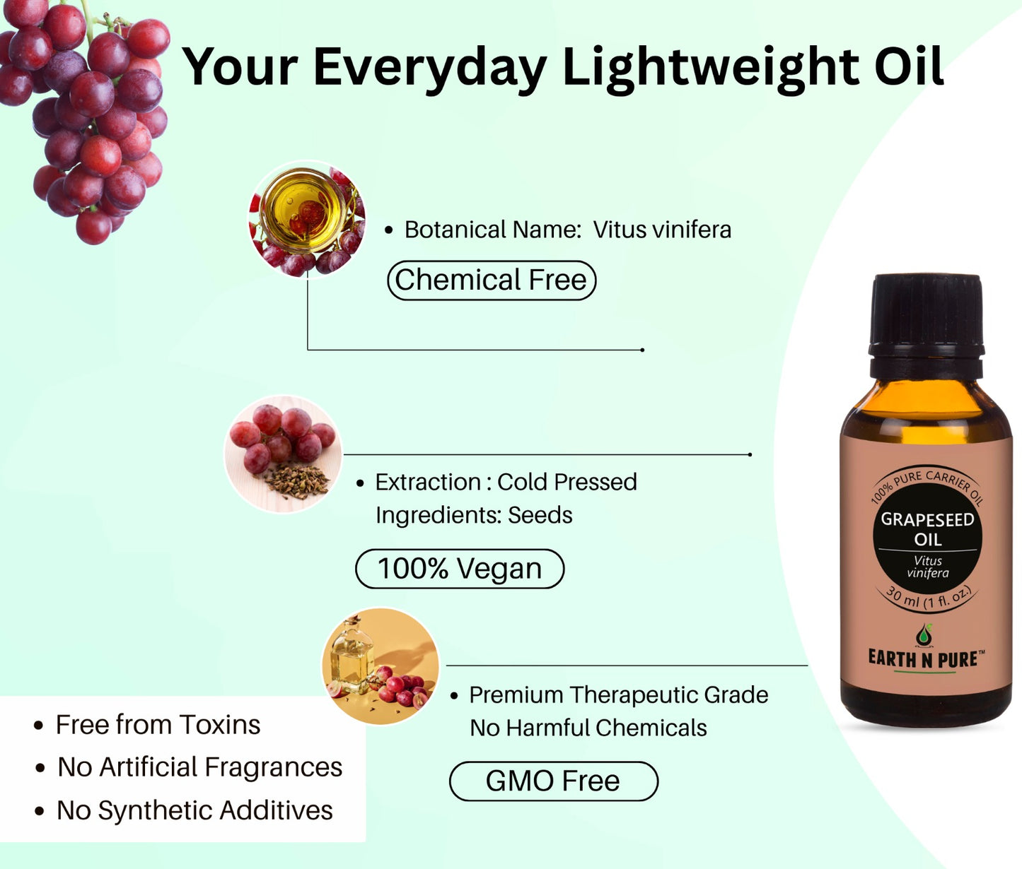 Earth n Pure Grapeseed Oil for Skin and Hair Care