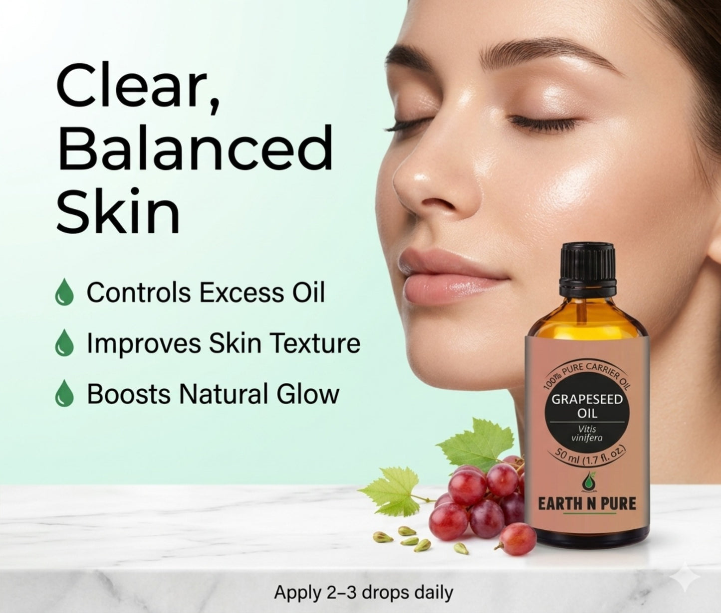 Earth n Pure Grapeseed Oil for Skin and Hair Care