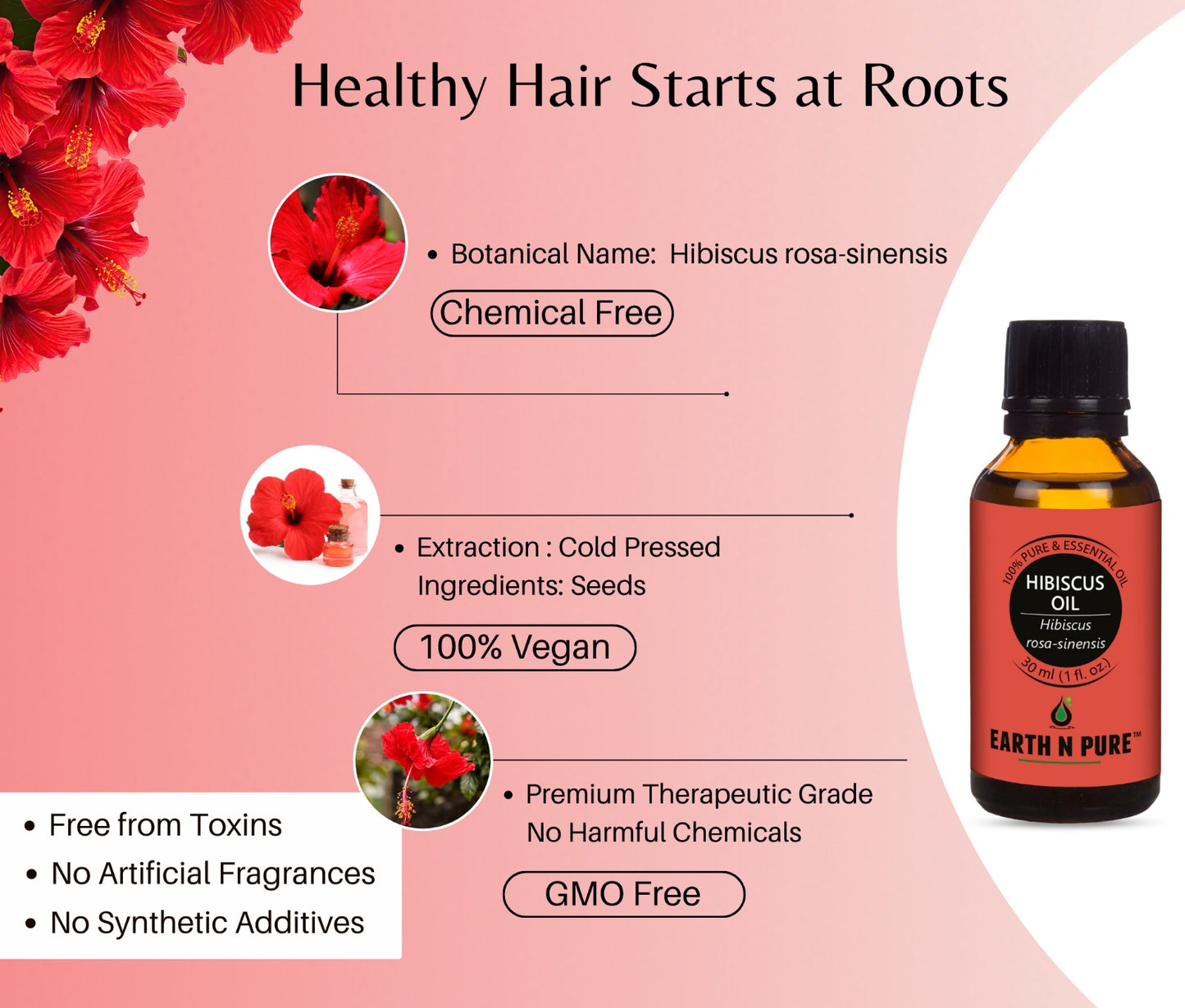Earth n Pure Hibiscus Oil for Hair Growth and Shine