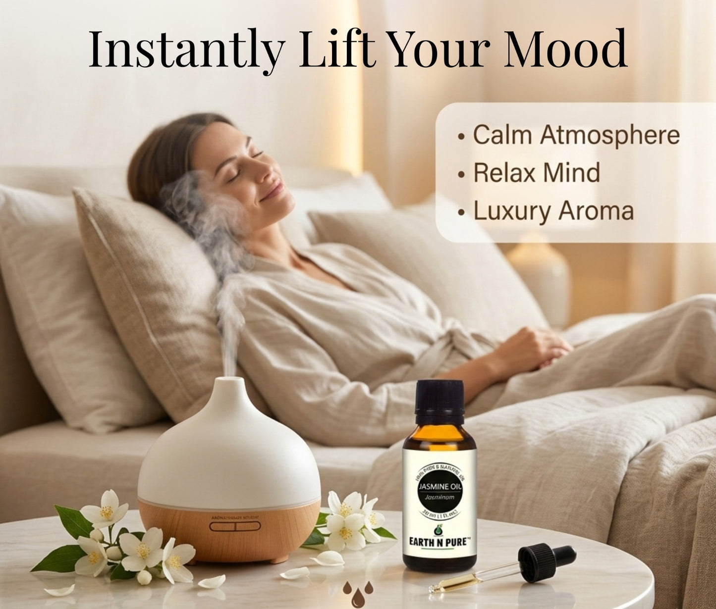 Earth n Pure Jasmine Oil for Relaxing Aromatherapy