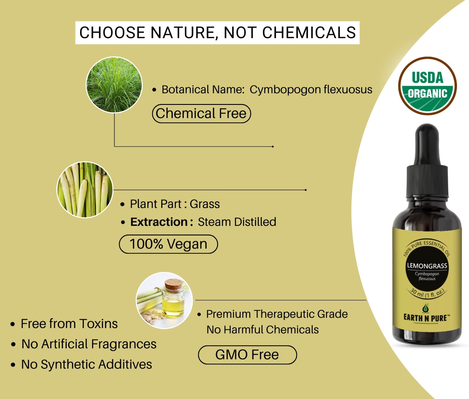 Lemongrass Oil natural extract used for aromatherapy and home wellness
