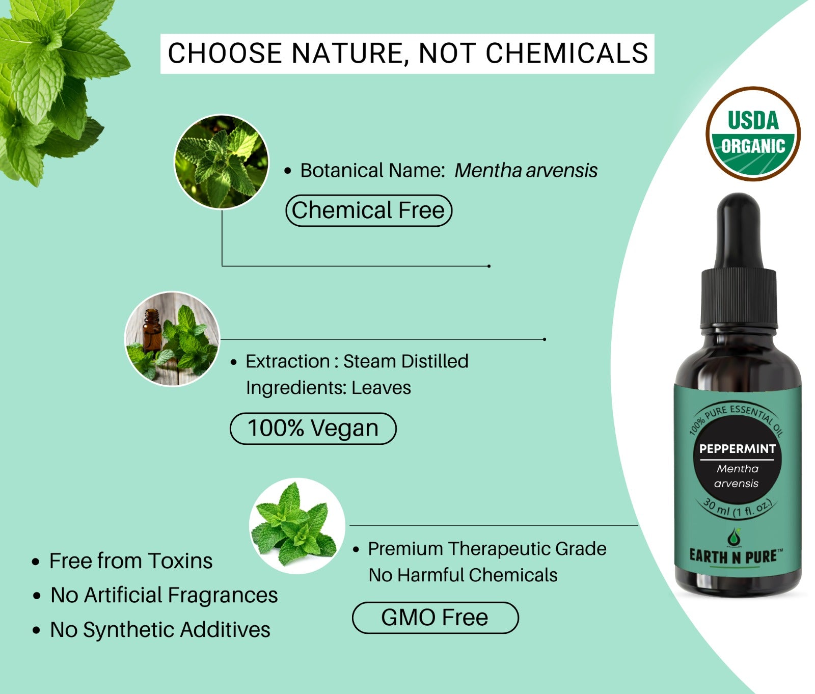 pure mint essential oil texture