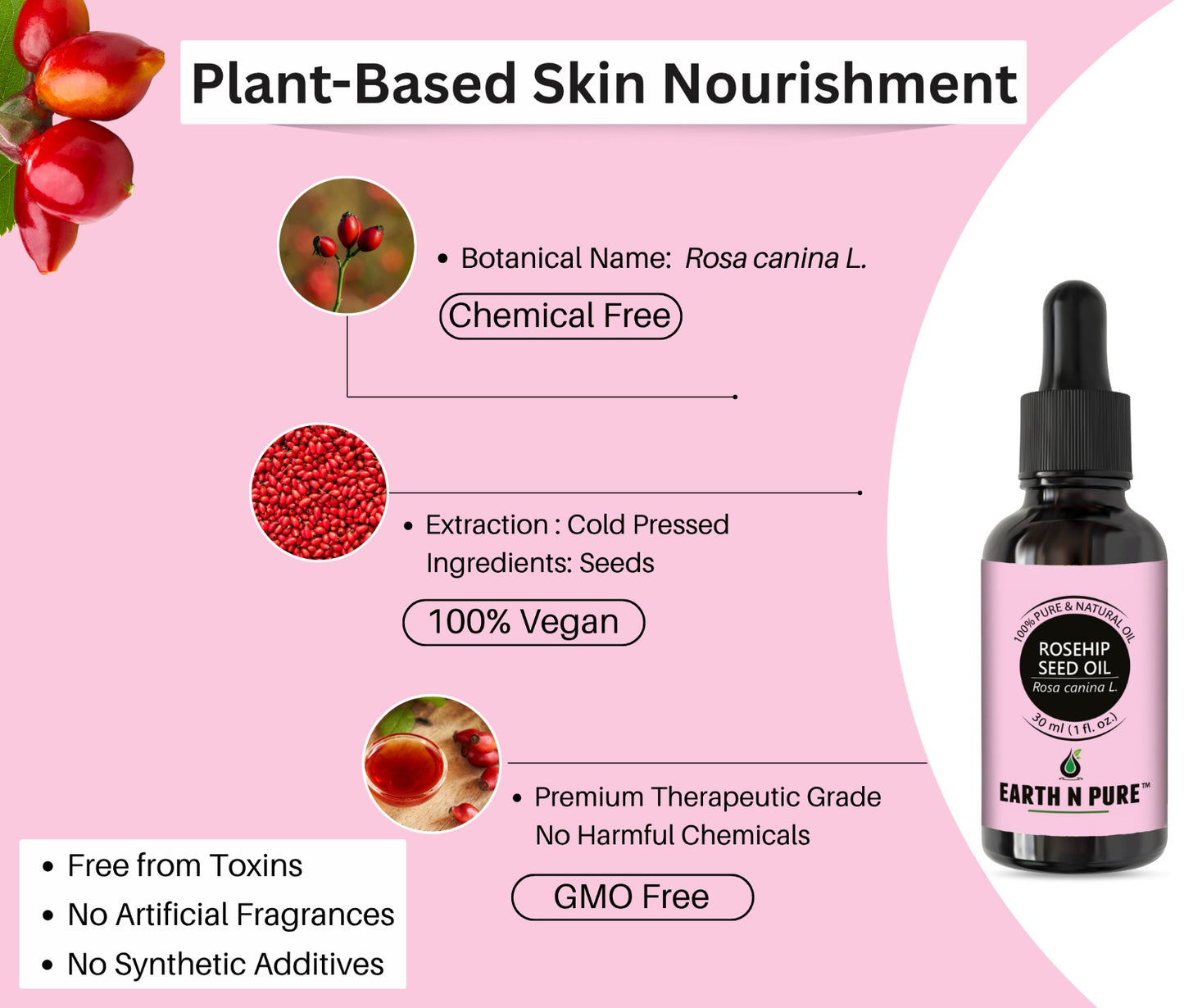 Earth N Pure Rosehip Oil for Face | Pure & Natural Skincare Oil