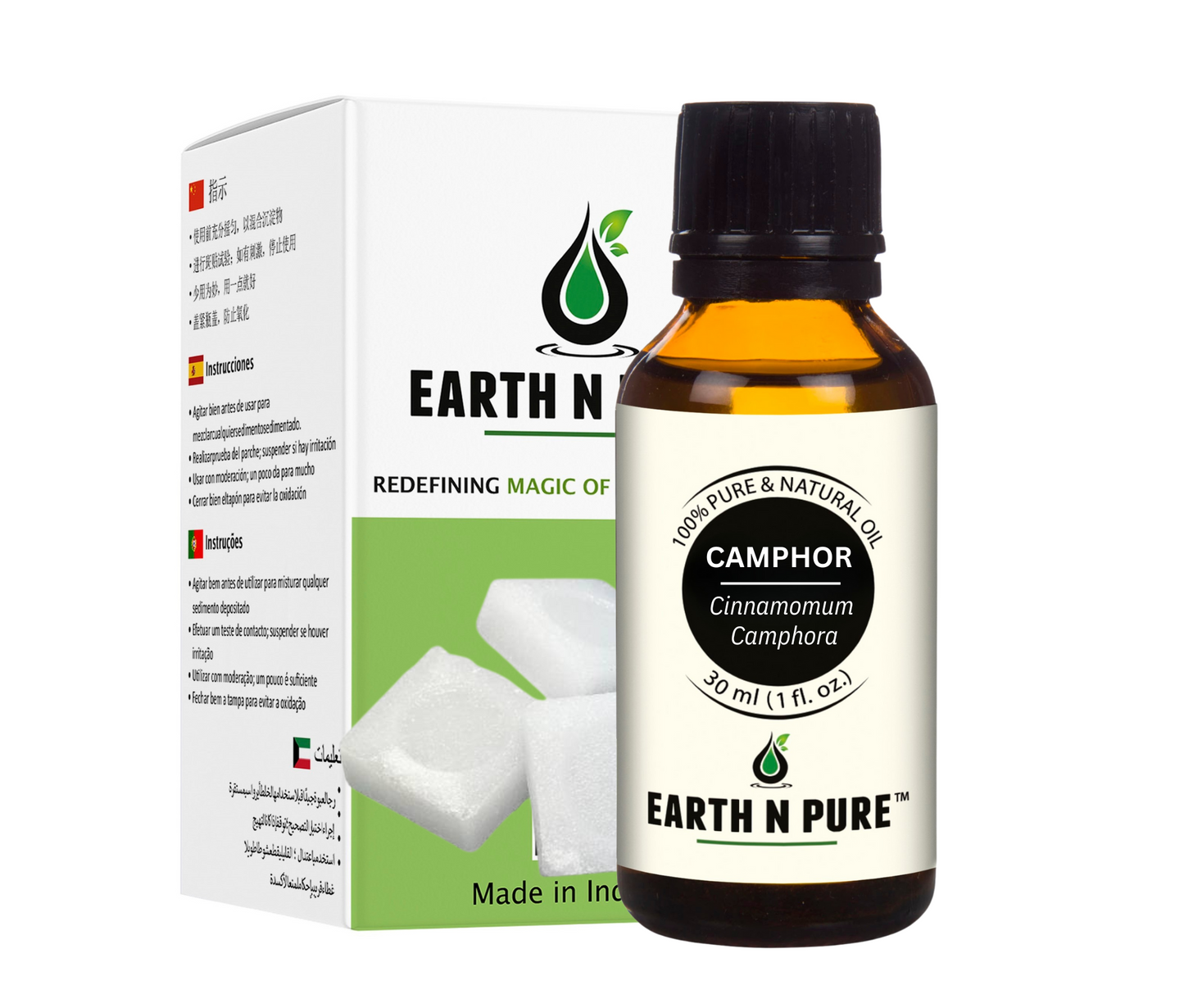 Earth N Pure Camphor Oil for Aromatherapy and Massage – Refreshing & Cooling Essential Oil